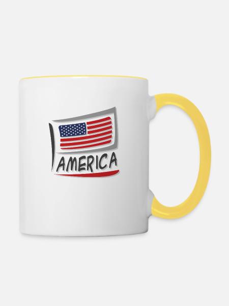 America Fahne Flagge - Tasse zweifarbig - Weiß/Gelb