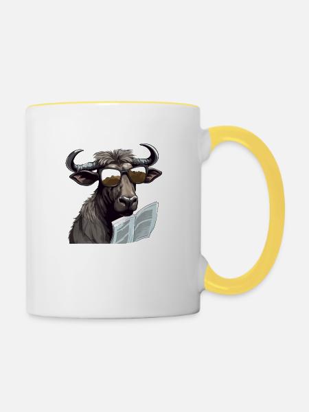 Buchen Sie den Bison - Tasse zweifarbig - Weiß/Gelb