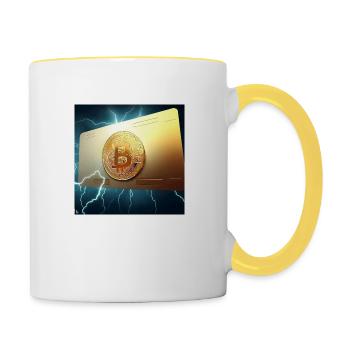 Carte Bitcoin en or - Mug contrasté - blanc/jaune - Droite