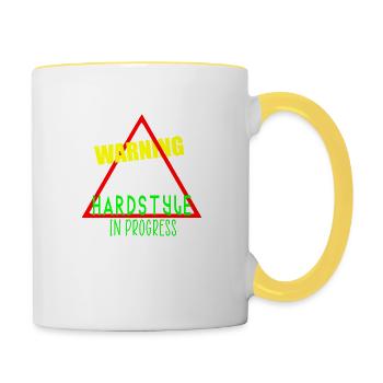 Warning hardstyle in progress - Contrasting Mug - white/yellow - Right