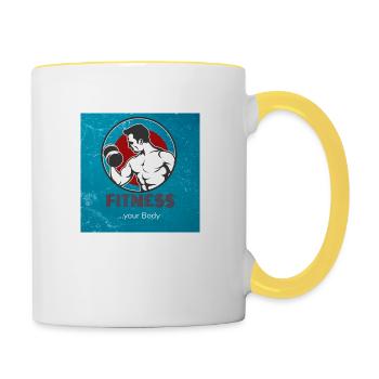 Fitness your body - Tasse zweifarbig - Weiß/Gelb - Rechts