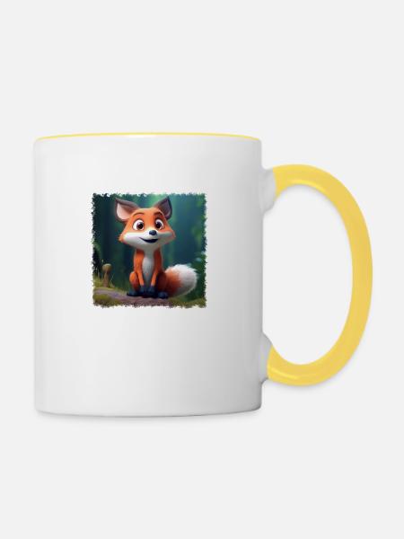 Niedlicher Fuchs - Tasse zweifarbig - Weiß/Gelb