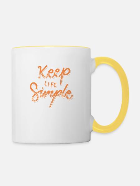 Halte das Leben einfach - Tasse zweifarbig - Weiß/Gelb