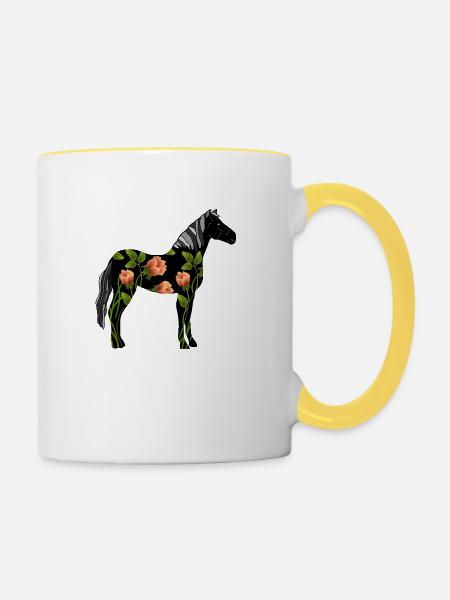 Pferd - Tasse zweifarbig - Weiß/Gelb