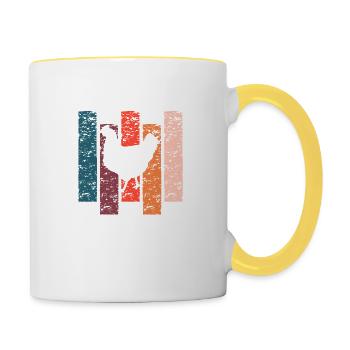Vintage-Geschenkhenne - Tasse zweifarbig - Weiß/Gelb - Rechts