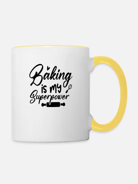 Baking Is My Superpower - Tasse zweifarbig - Weiß/Gelb