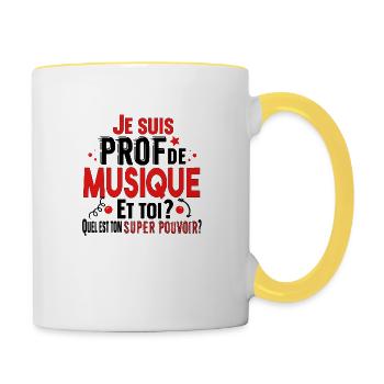 Prof Professeur Musique Métier Collège Lycée - Mug contrasté - blanc/jaune - Droite