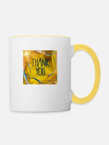 Thank you - Tasse zweifarbig - Weiß/Gelb