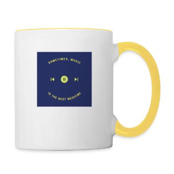 Blue Illustration Music Tote Bag - Tasse zweifarbig - Weiß/Gelb - Rechts