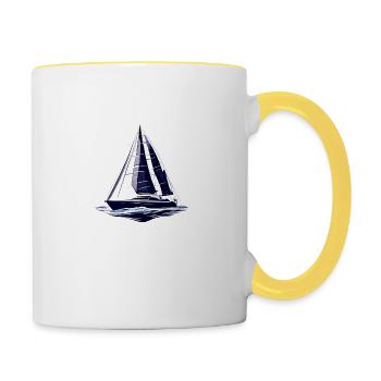 voilier voilier voilier voilier voilier voilier - Mug contrasté - blanc/jaune - Droite