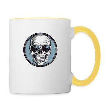 Crâne avec lunettes de soleil, crâne, squelette - Mug contrasté - blanc/jaune - Droite
