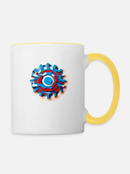 Abstract Psychedelic Gear Wheel - Tasse zweifarbig - Weiß/Gelb