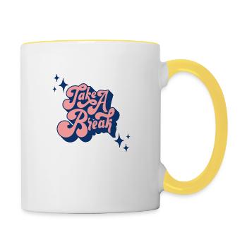 FAITES UNE PAUSE - Mug contrasté - blanc/jaune - Droite