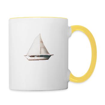 Segelsport Segler Segelboot Segelschiff Segeln - Tasse zweifarbig - Weiß/Gelb - Rechts