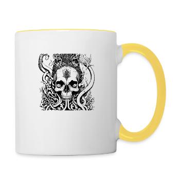 octopus skull - Contrasting Mug - white/yellow - Right