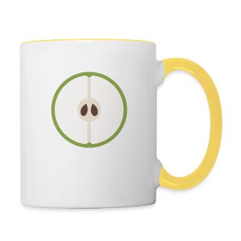 aufgeschnittener grüner Apfel - Tasse zweifarbig - Weiß/Gelb - Rechts
