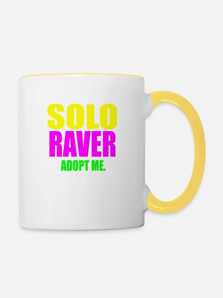 Solo-Raver adoptiere mich - Tasse zweifarbig - Weiß/Gelb