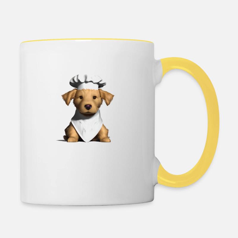 Golden Retriever Cuisine chiot Chiens Gastronom - Mug contrasté - blanc/jaune