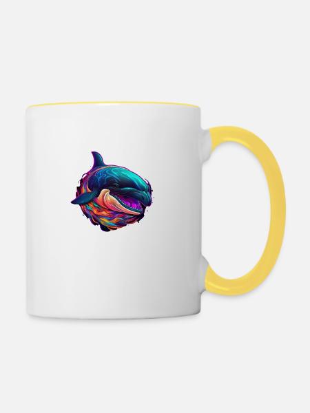 Orca Kunst - Tasse zweifarbig - Weiß/Gelb