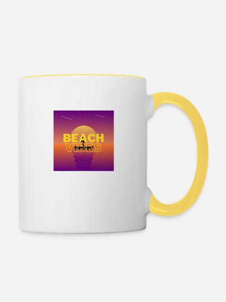 Beach 3 - Tasse zweifarbig - Weiß/Gelb