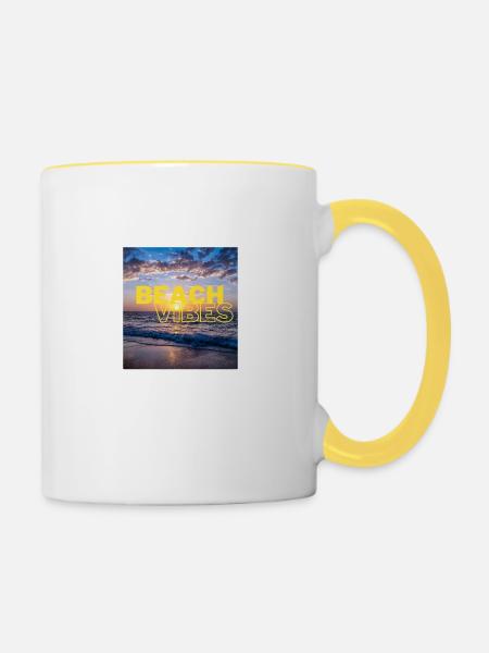 Beach 24 - Tasse zweifarbig - Weiß/Gelb