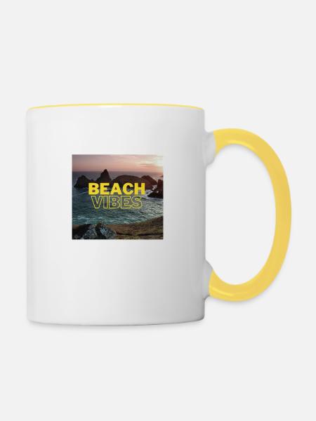 Beach - Tasse zweifarbig - Weiß/Gelb