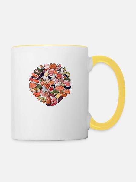 Ein Sushi-Genuss - Tasse zweifarbig - Weiß/Gelb