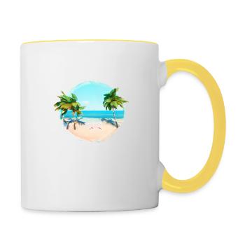 Vacances d’été Palm Beach Palm Islands Island Sun - Mug contrasté - blanc/jaune - Droite