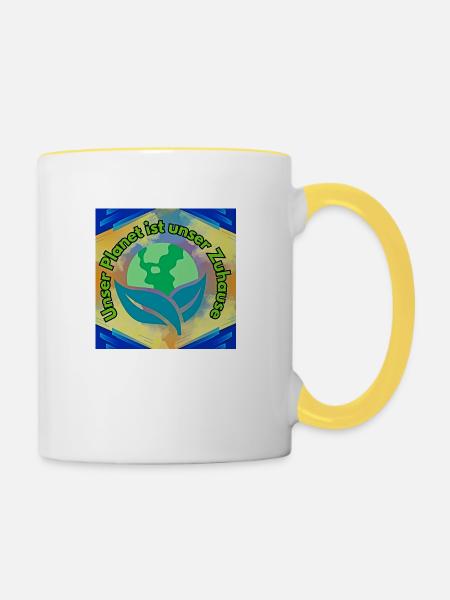 Umwelt - Tasse zweifarbig - Weiß/Gelb