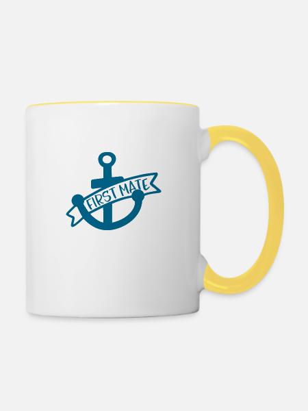 First Mate - Tasse zweifarbig - Weiß/Gelb