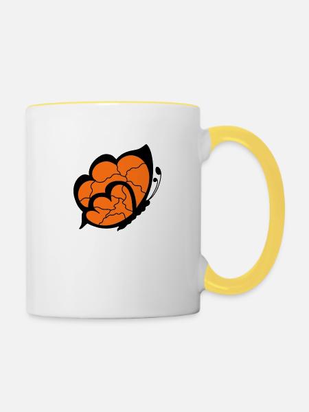 Muster - Tasse zweifarbig - Weiß/Gelb