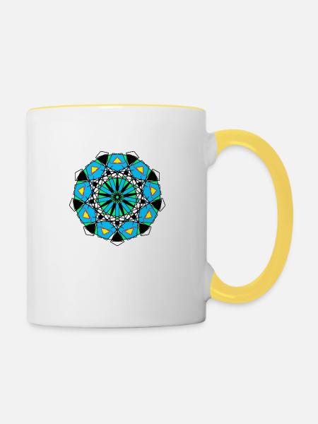 Muster - Tasse zweifarbig - Weiß/Gelb