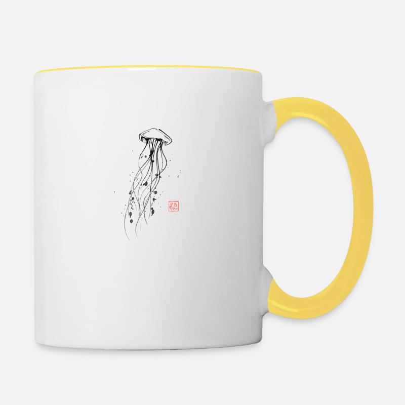 meduse - Mug contrasté - blanc/jaune