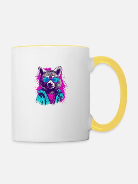 80er - Tasse zweifarbig - Weiß/Gelb