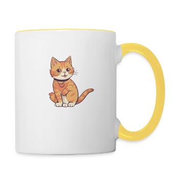 "Purrfectly Adorable" Katzendesign - Tasse zweifarbig - Weiß/Gelb - Rechts