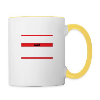 Lustiges Amputation und Beinprothesen - Tasse zweifarbig - Weiß/Gelb - Rechts