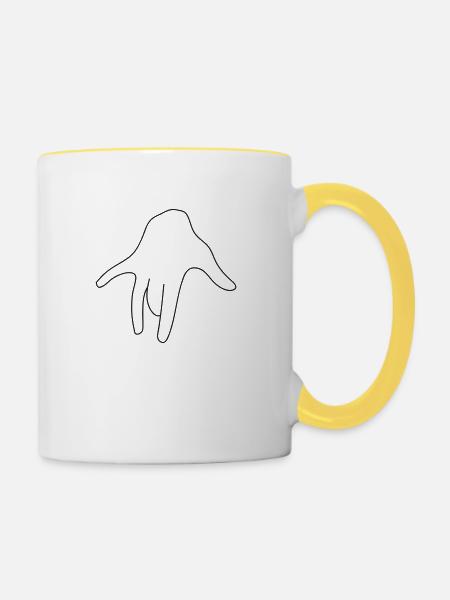 fingern 1 - Tasse zweifarbig - Weiß/Gelb