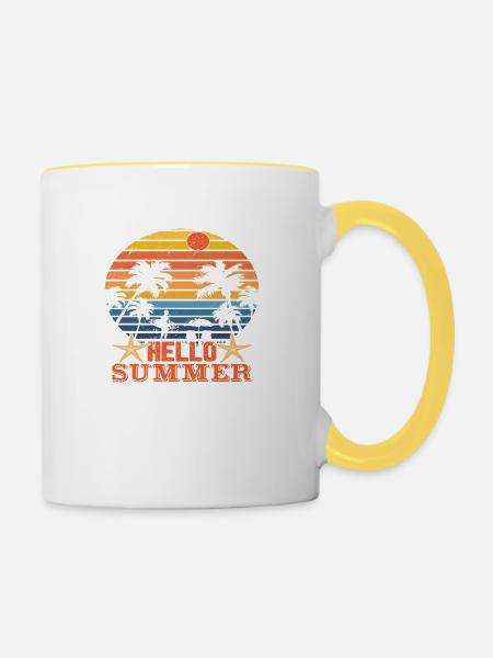 Hello Summer - Tasse zweifarbig - Weiß/Gelb