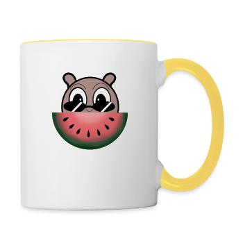 Watermelon character - Contrasting Mug - white/yellow - Right