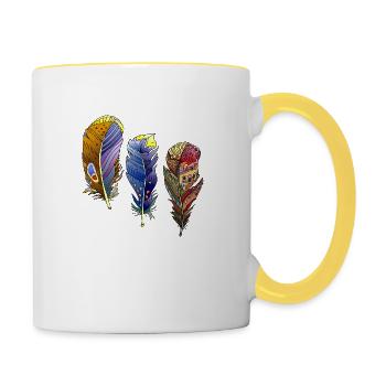 Feder - Tasse zweifarbig - Weiß/Gelb - Rechts