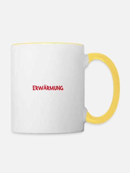 T-Shirt with German Text "Gen Globale Warming" - Tasse zweifarbig - Weiß/Gelb