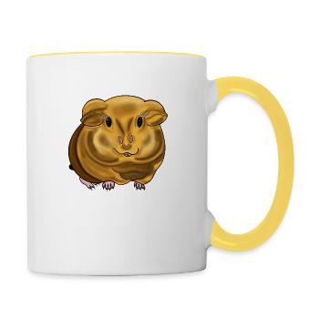 Beau cochon d’Inde aux motifs rayonnants. - Mug contrasté - blanc/jaune - Droite