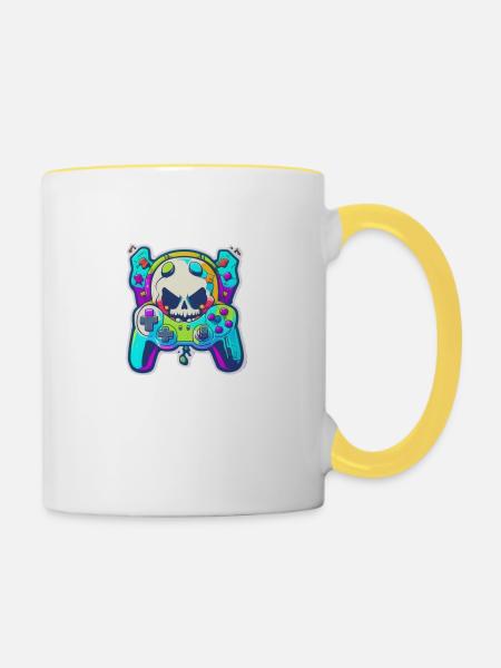 Skullhead Controller - Tasse zweifarbig - Weiß/Gelb