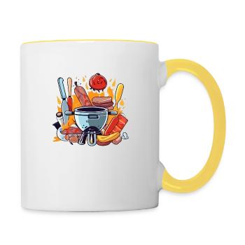 Grill und Utensilien n°3 - Tasse zweifarbig - Weiß/Gelb - Rechts