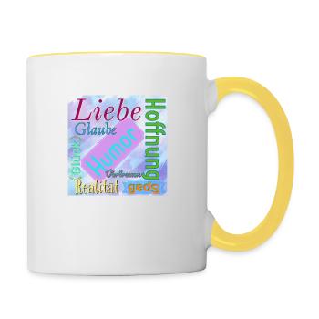 Gedanken - Tasse zweifarbig - Weiß/Gelb - Rechts