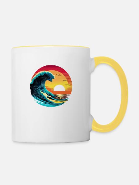 Surfer Sunset - Tasse zweifarbig - Weiß/Gelb