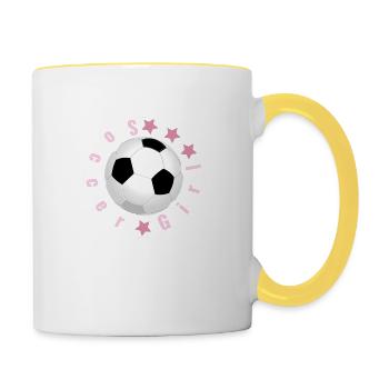 Soccer Girl, women soccer, women football, sport - Contrasting Mug - white/yellow - Right