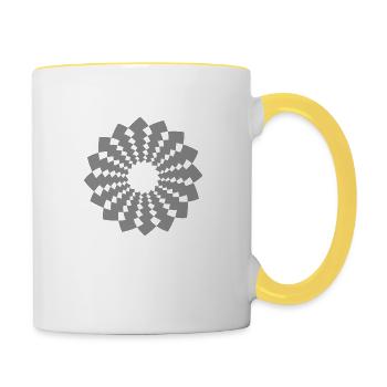 om sign chakra flower spirit grey universe - Contrasting Mug - white/yellow - Right