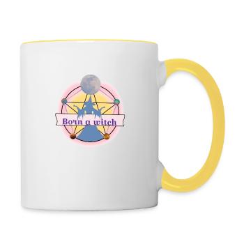 Born a witch - Contrasting Mug - white/yellow - Right