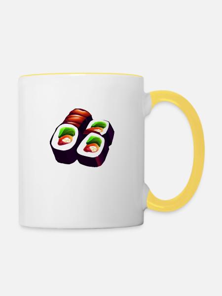 Sushi - Tasse zweifarbig - Weiß/Gelb